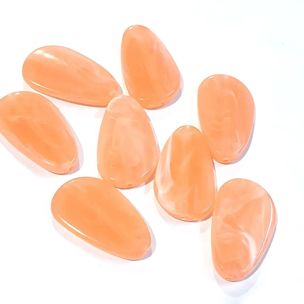 10 Pcs Pack,  Fancy Acrylic Beads, Imitation Jade Beads Jewelry making raw materials, peach