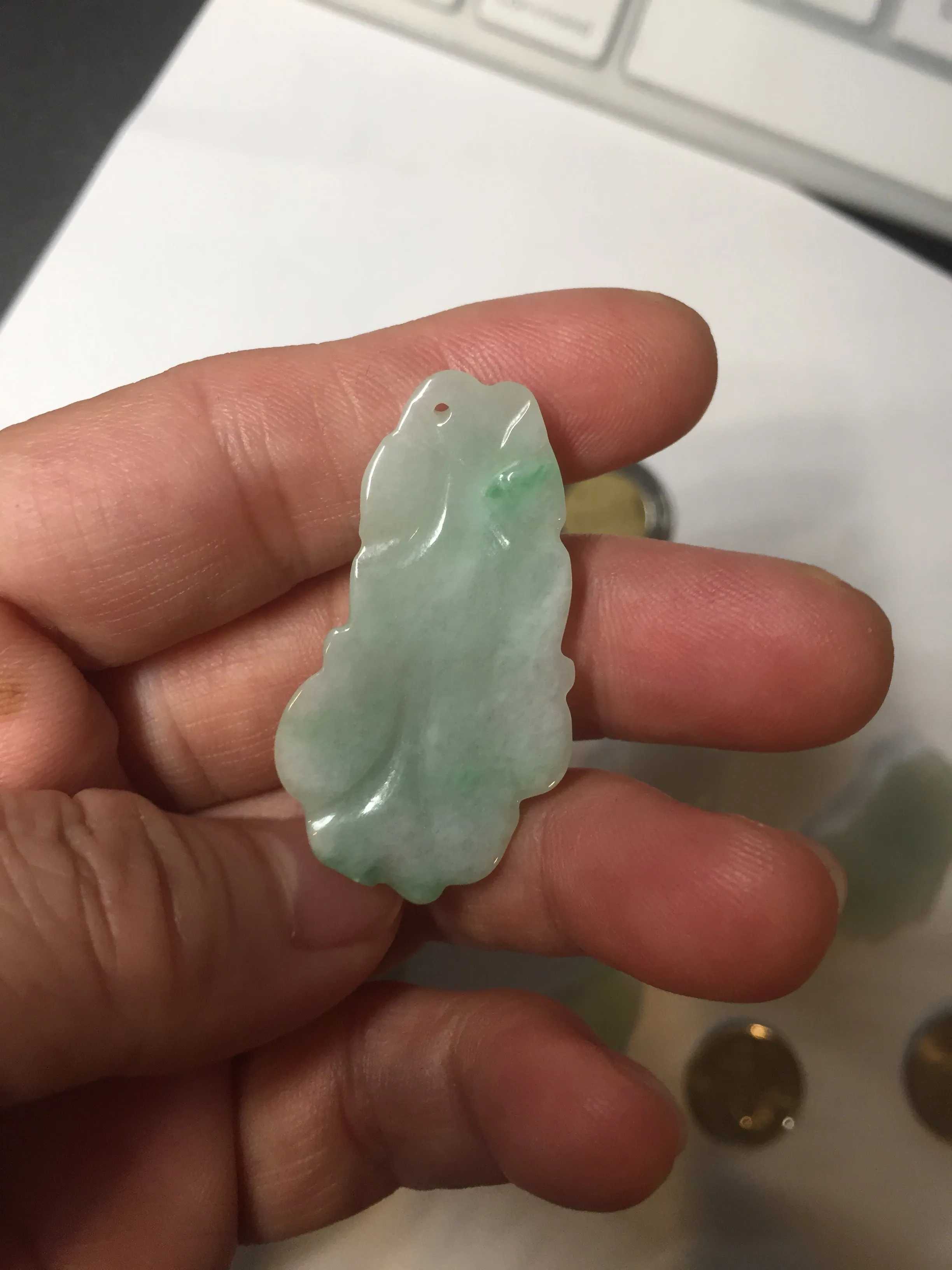 100% Natural clear sunny green gray  jadeite jade golden fish Pendant group BP109