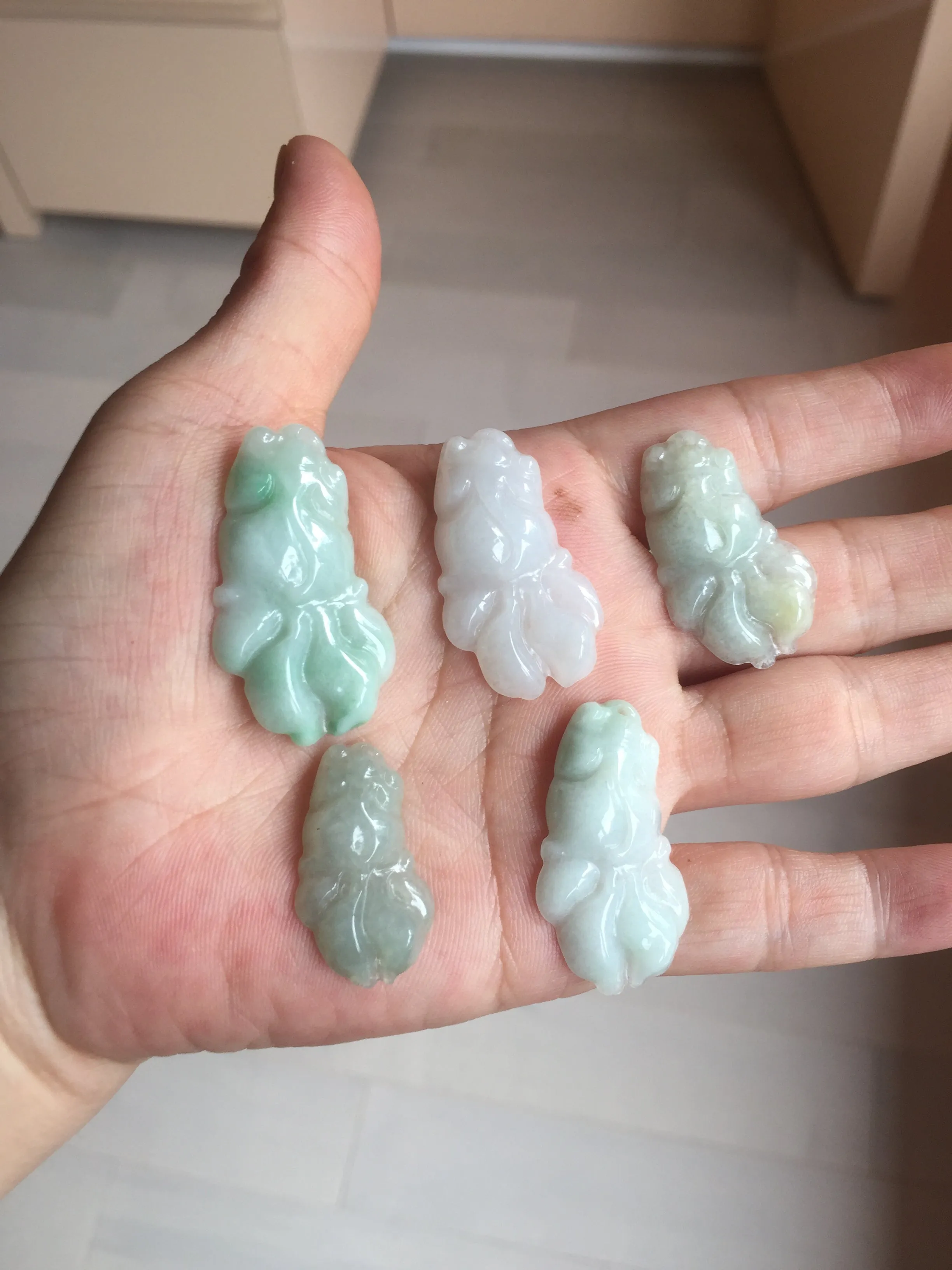 100% Natural clear sunny green gray  jadeite jade golden fish Pendant group BP109