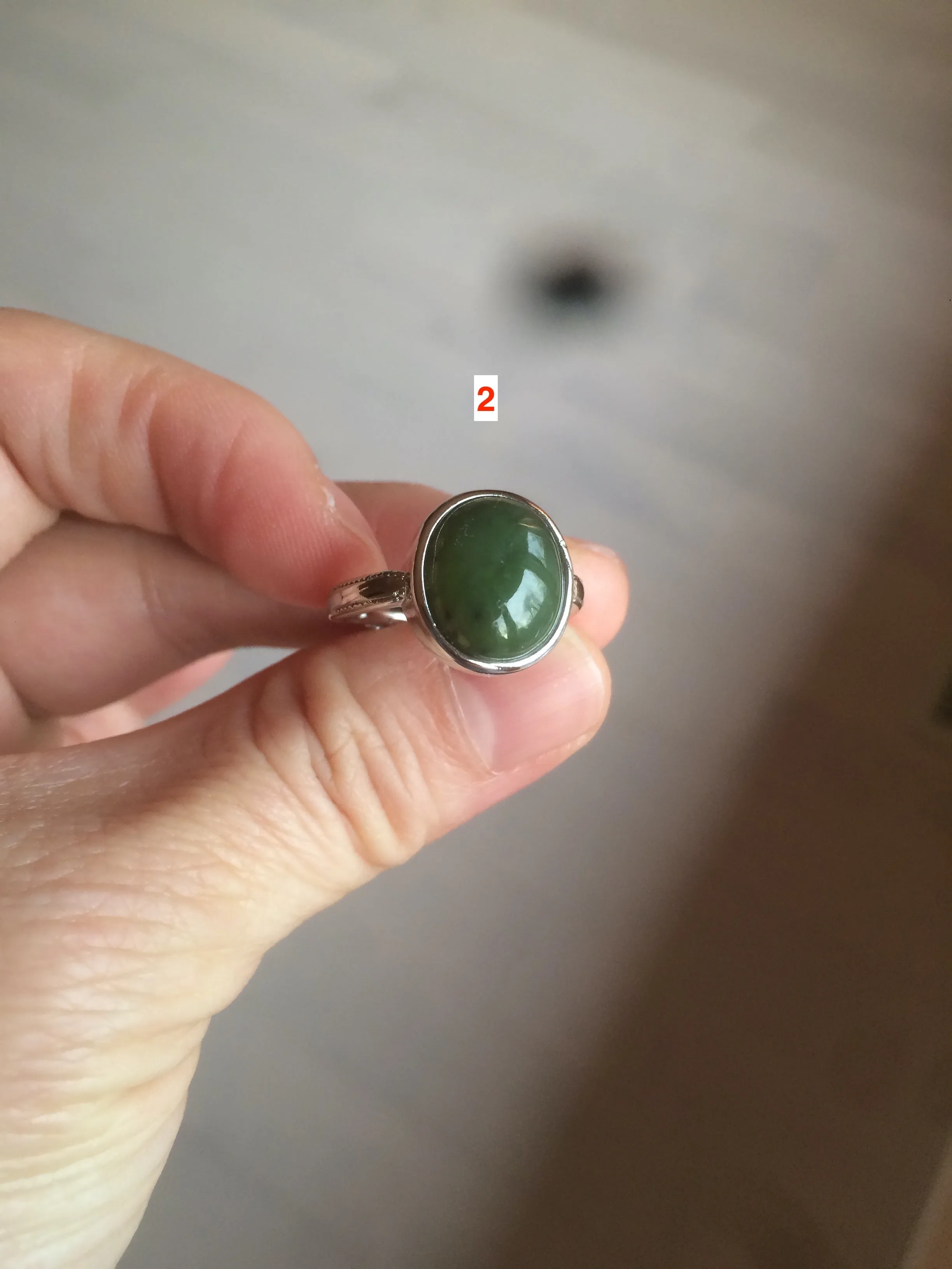 100% Natural dark green nephrite (碧玉) Hetian Jade ring HT66 (adjustable size)