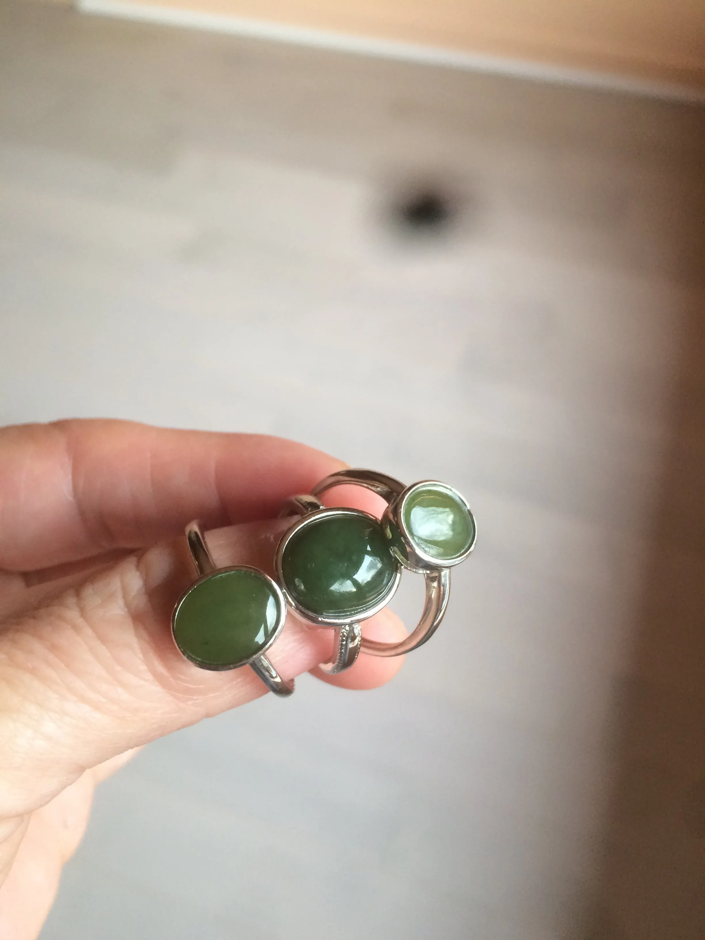 100% Natural dark green nephrite (碧玉) Hetian Jade ring HT66 (adjustable size)