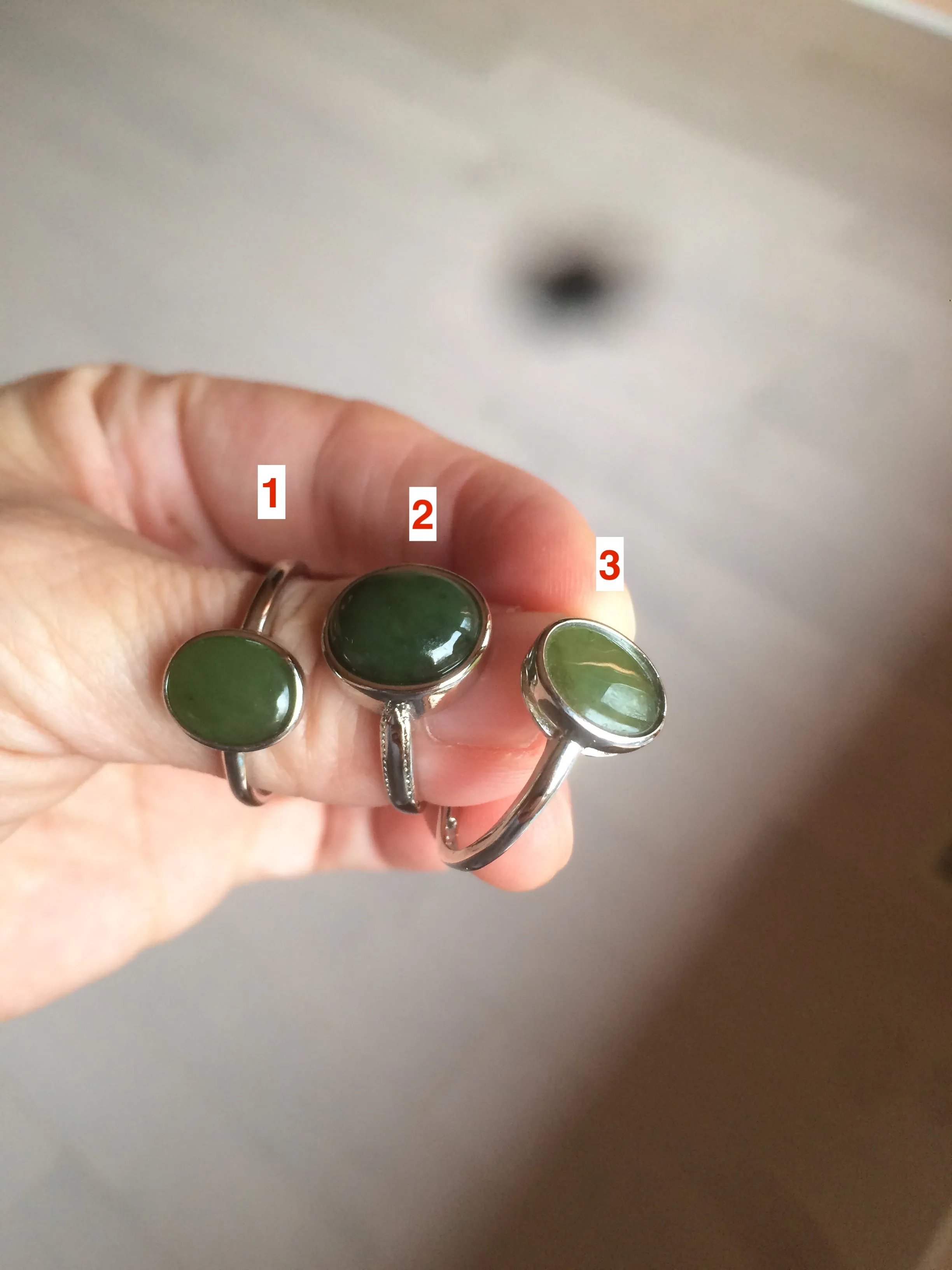 100% Natural dark green nephrite (碧玉) Hetian Jade ring HT66 (adjustable size)