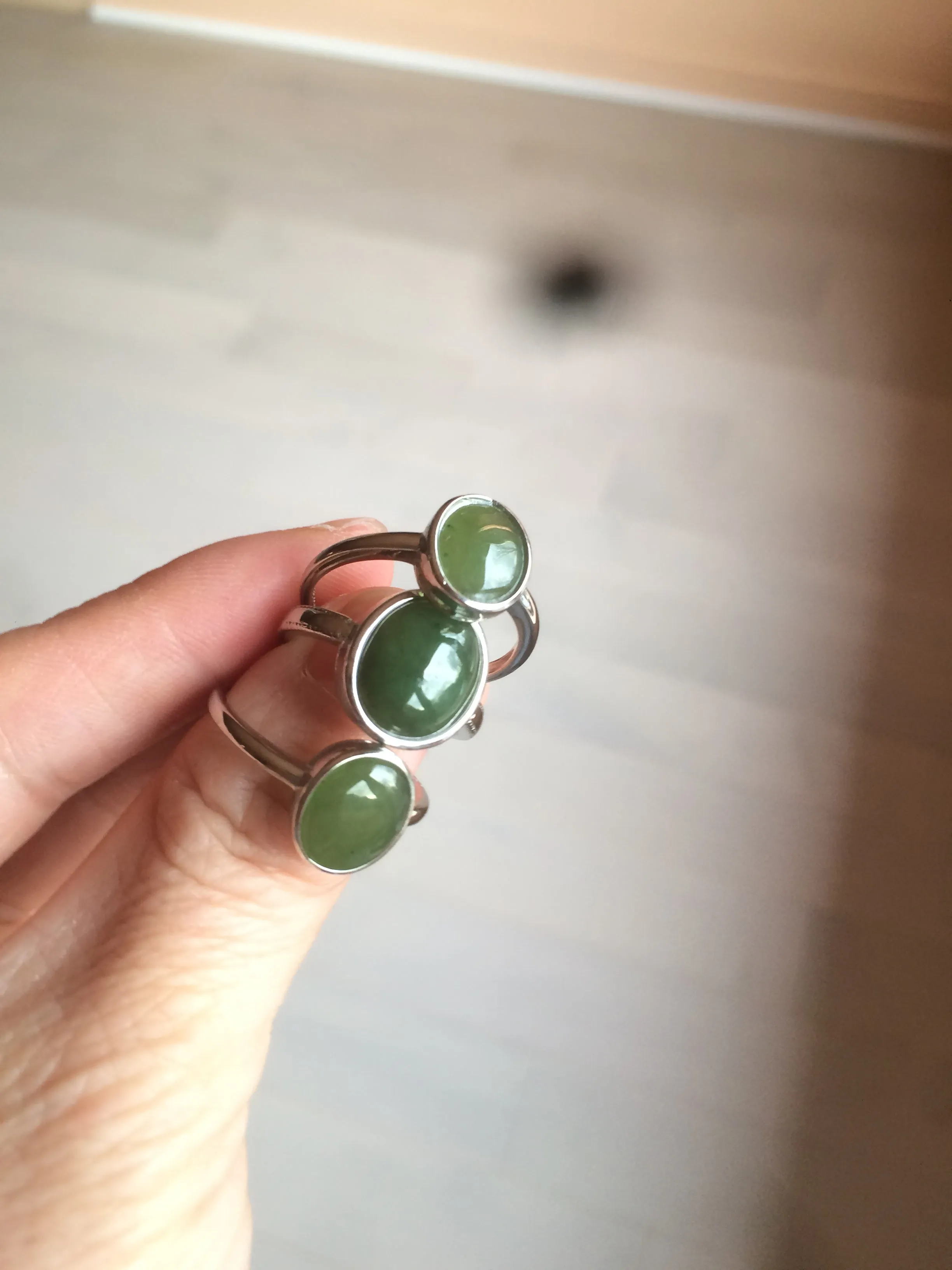 100% Natural dark green nephrite (碧玉) Hetian Jade ring HT66 (adjustable size)