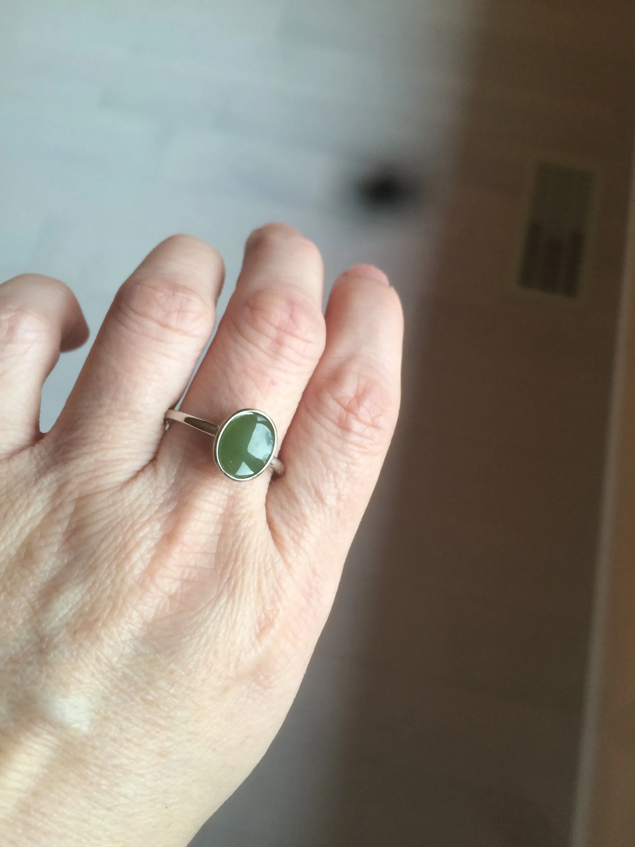 100% Natural dark green nephrite (碧玉) Hetian Jade ring HT66 (adjustable size)