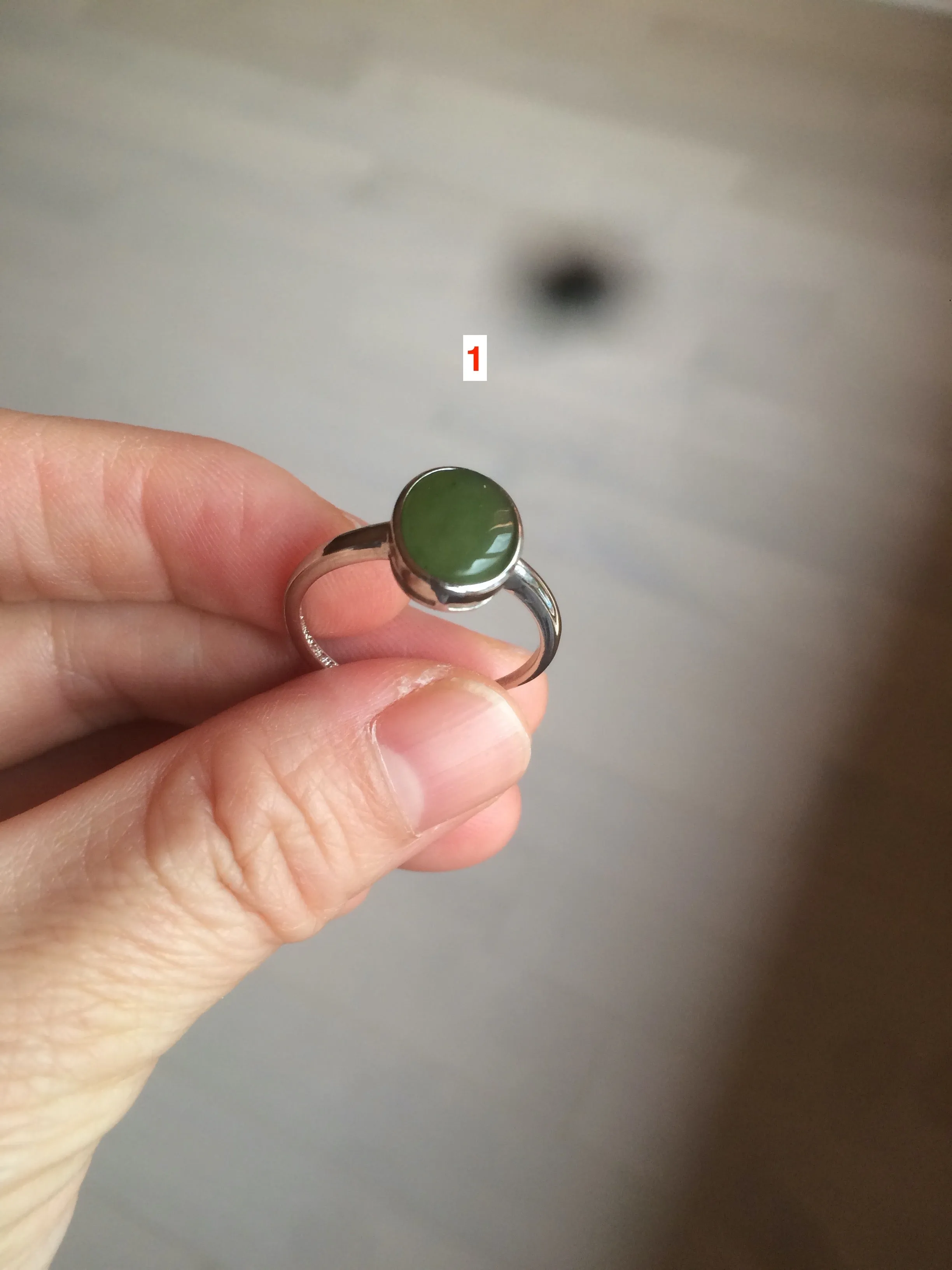 100% Natural dark green nephrite (碧玉) Hetian Jade ring HT66 (adjustable size)