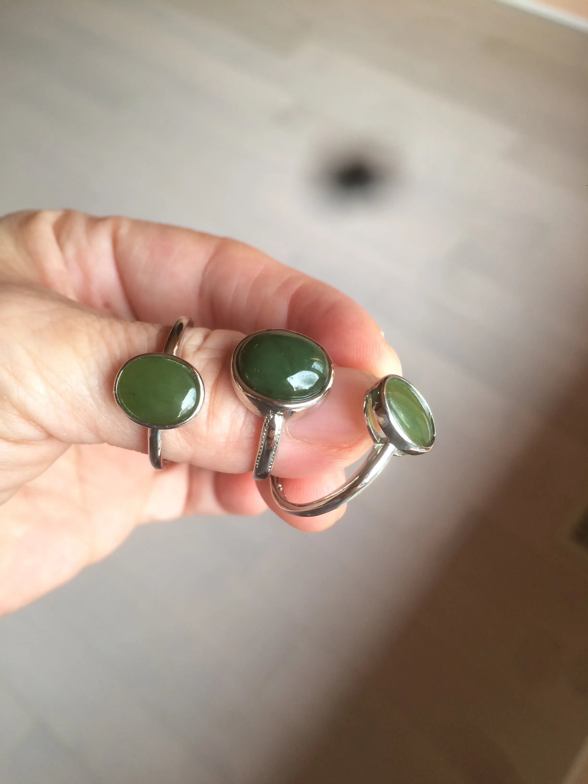 100% Natural dark green nephrite (碧玉) Hetian Jade ring HT66 (adjustable size)