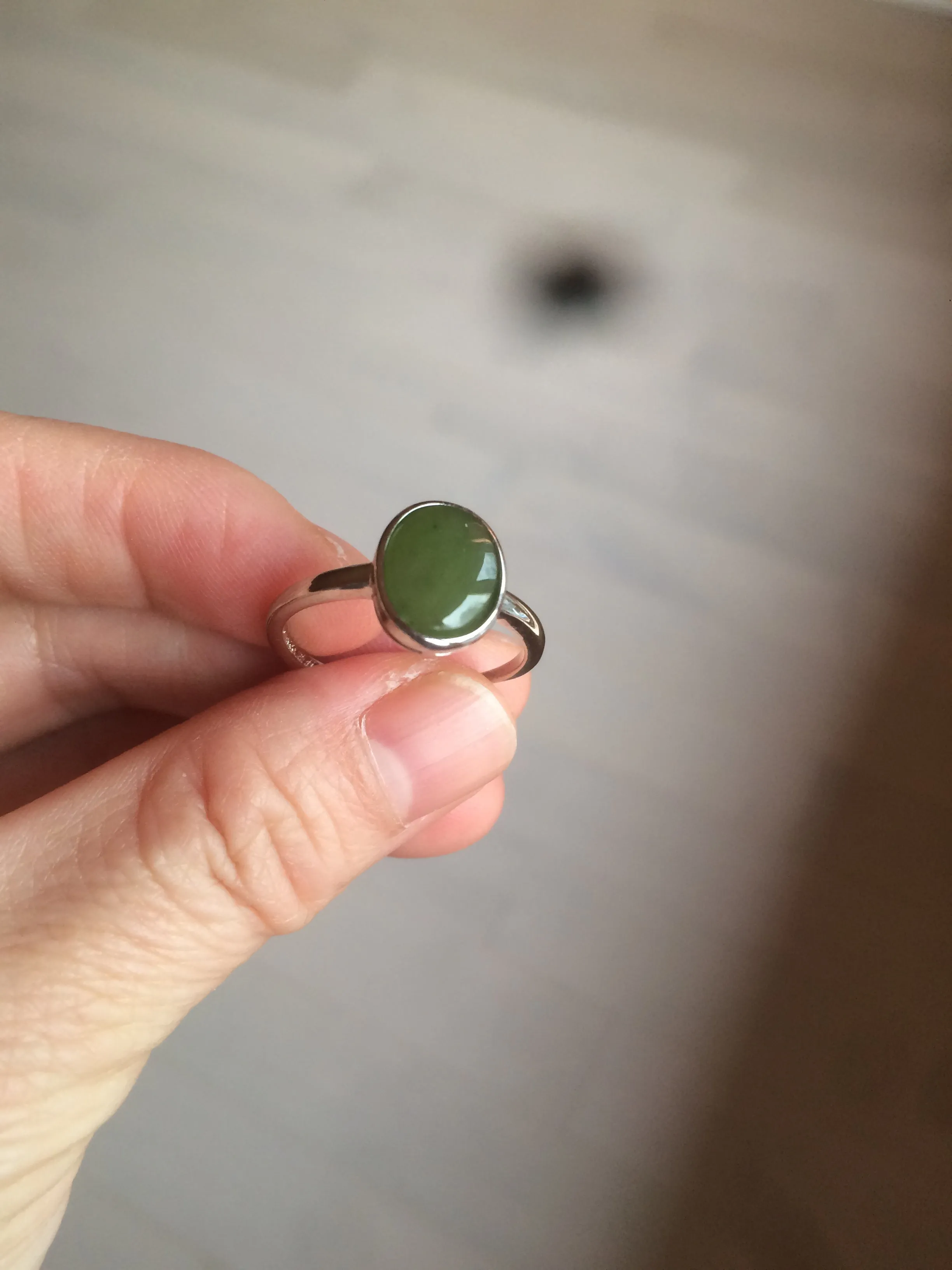 100% Natural dark green nephrite (碧玉) Hetian Jade ring HT66 (adjustable size)