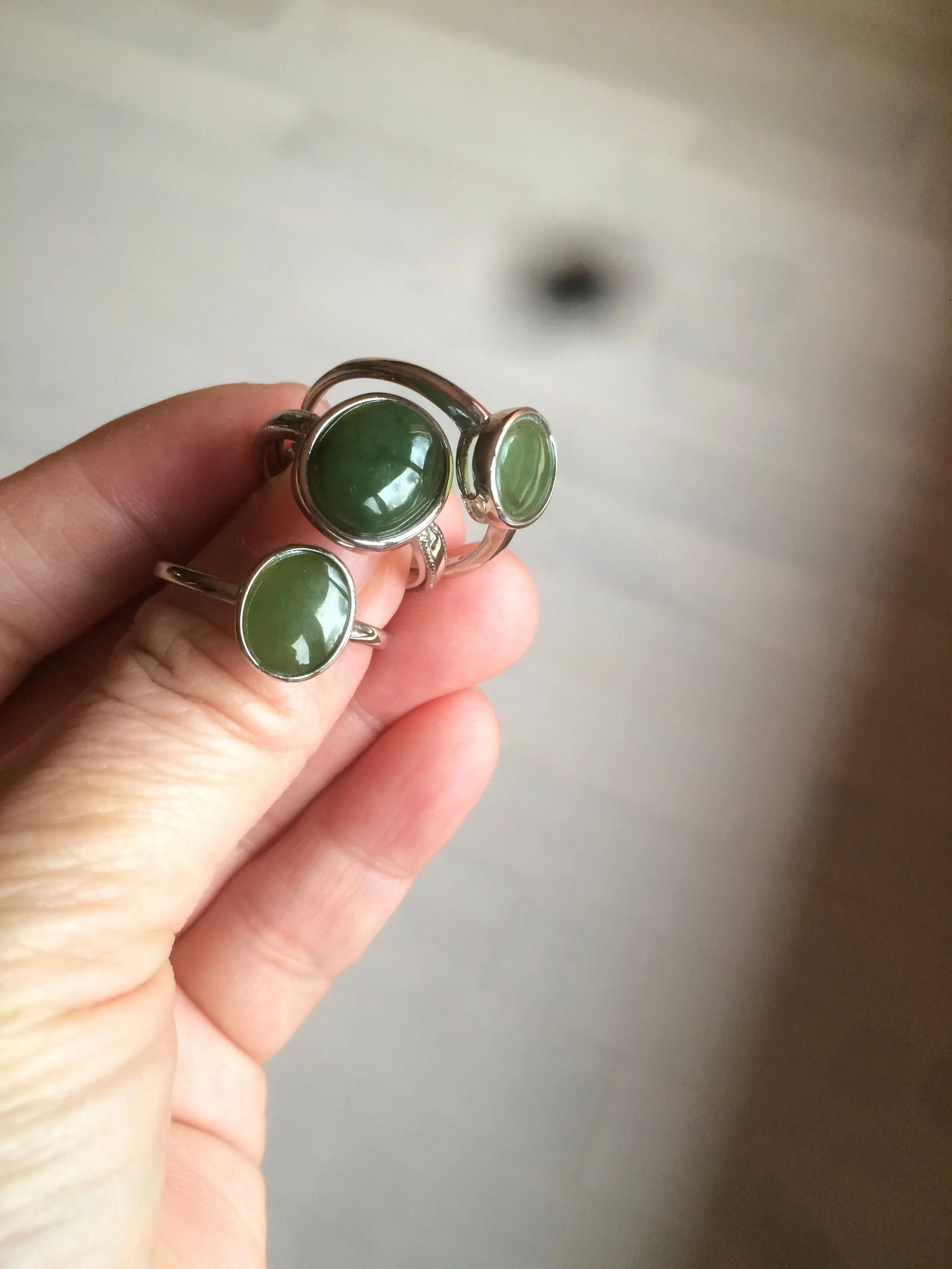 100% Natural dark green nephrite (碧玉) Hetian Jade ring HT66 (adjustable size)