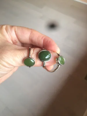 100% Natural dark green nephrite (碧玉) Hetian Jade ring HT66 (adjustable size)