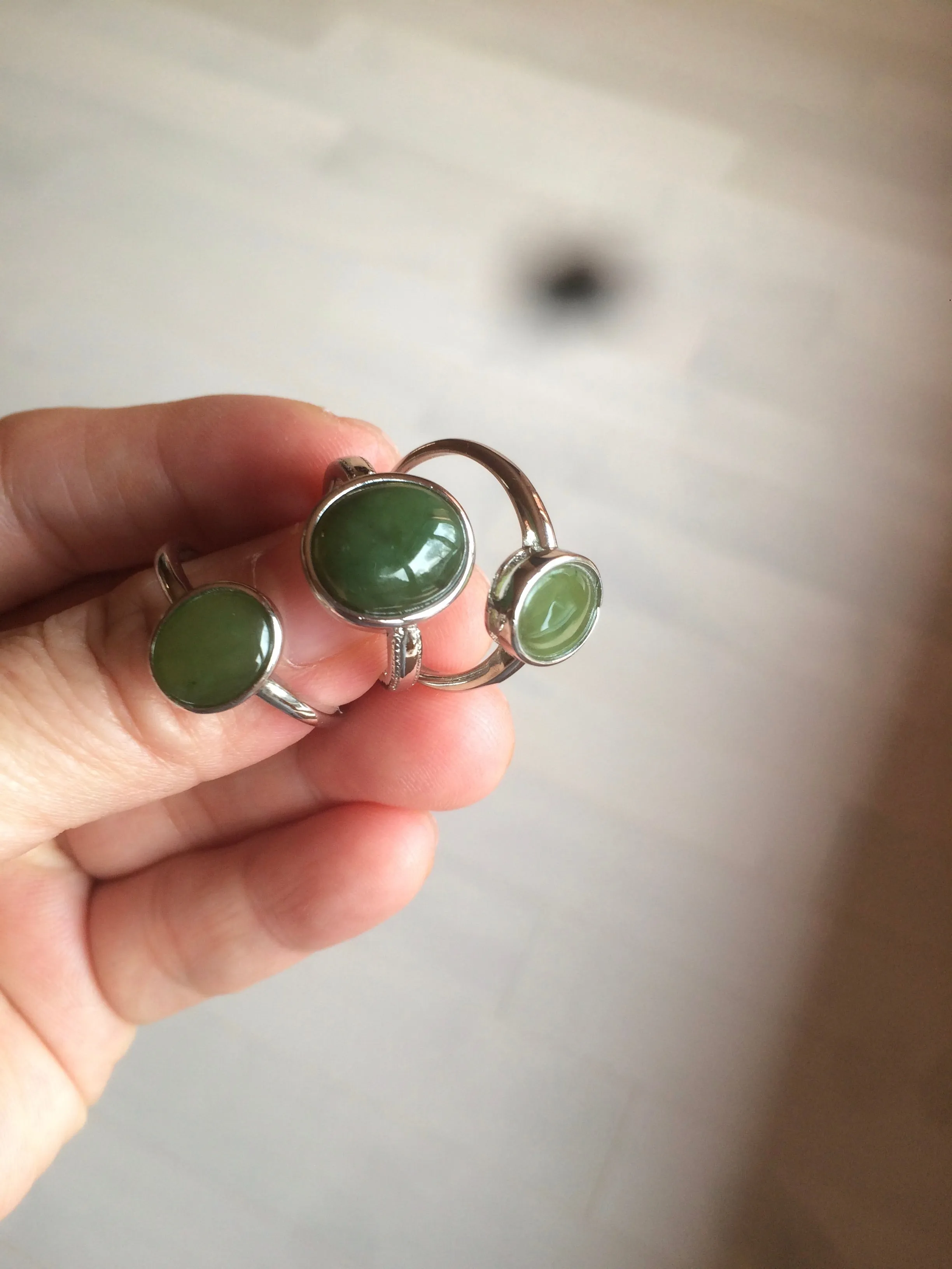 100% Natural dark green nephrite (碧玉) Hetian Jade ring HT66 (adjustable size)