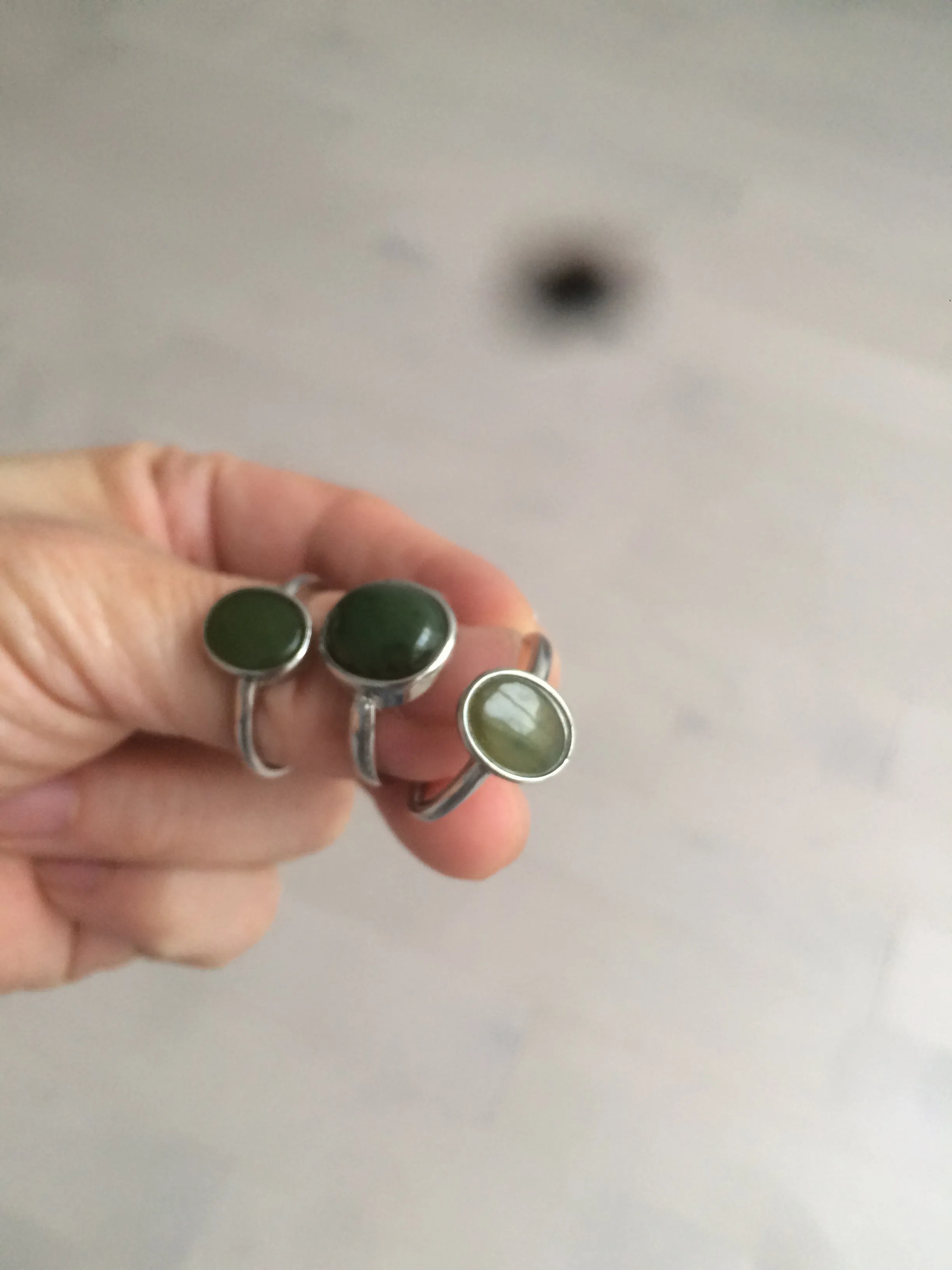 100% Natural dark green nephrite (碧玉) Hetian Jade ring HT66 (adjustable size)