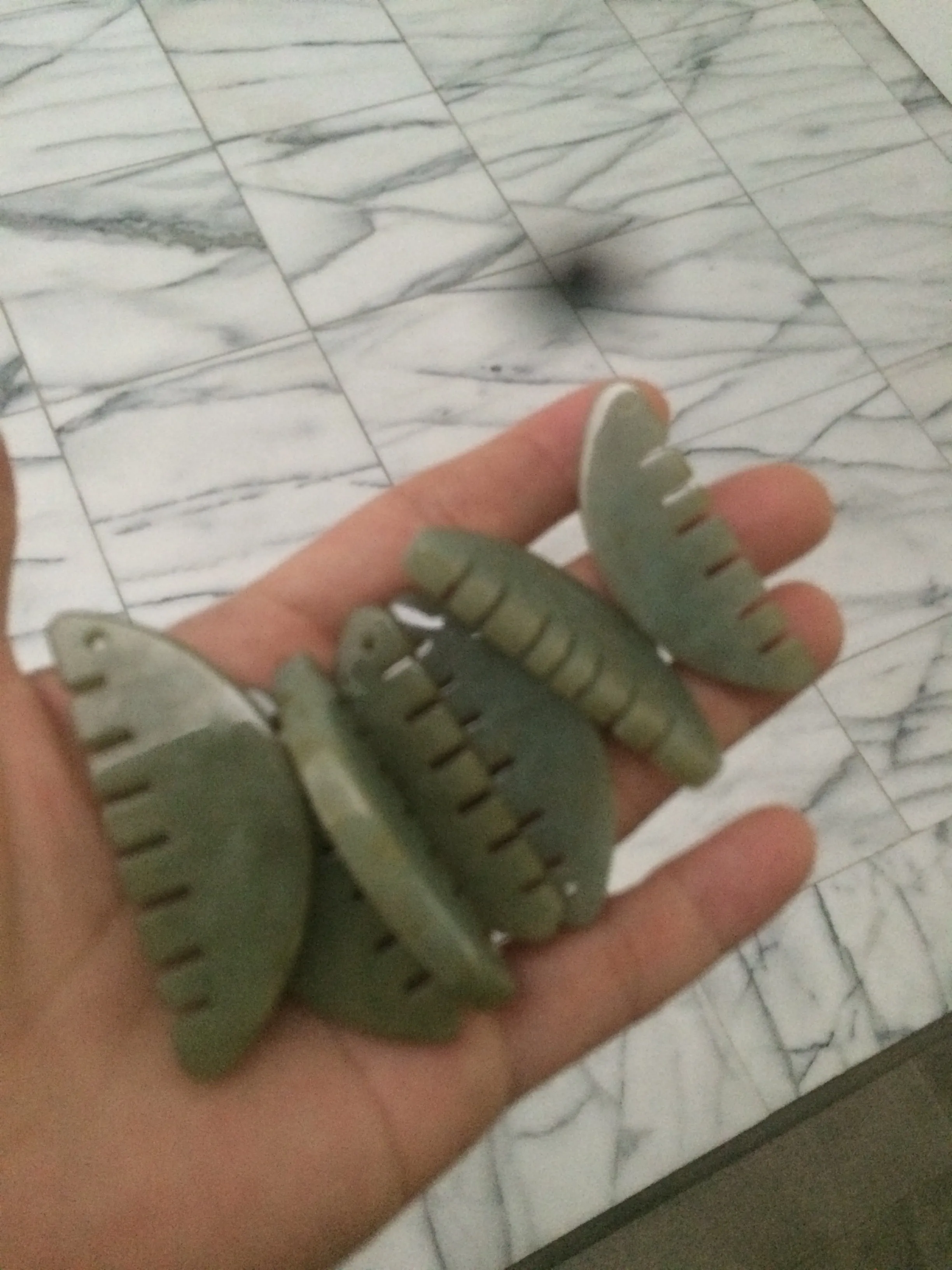 100% Natural icy watery light green/gray Jadeite gua sha (刮痧) Jadeite jade Comb E77 (Add on item! not sale individually)