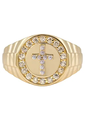 10K Gold Cz Cross Ring For Men | 2.6 Grams