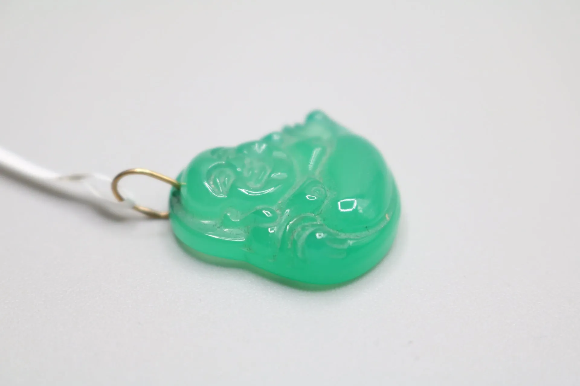 10K Yellow Gold Buddha Jade Charm