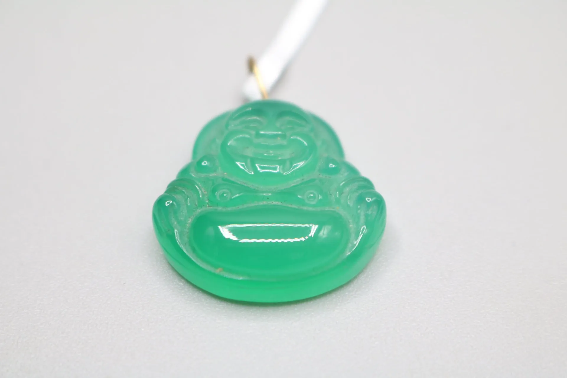 10K Yellow Gold Buddha Jade Charm