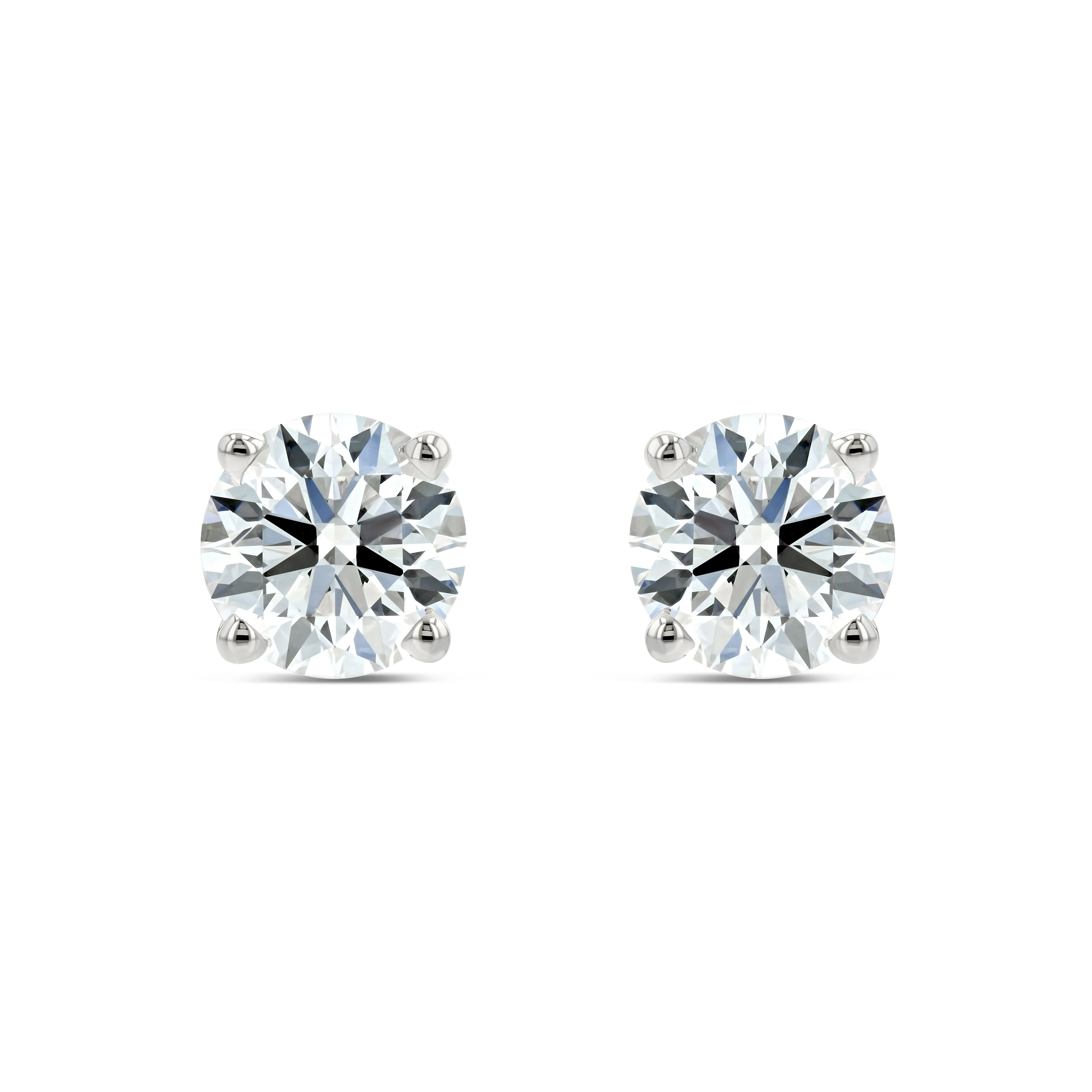 1.25 Carat Total Weight D-F Colorless VS Clarity Ideal Cut IGI Certified Lab Created Round Brilliant Diamond Stud Earrings in 14k White Gold 4-Prong Setting