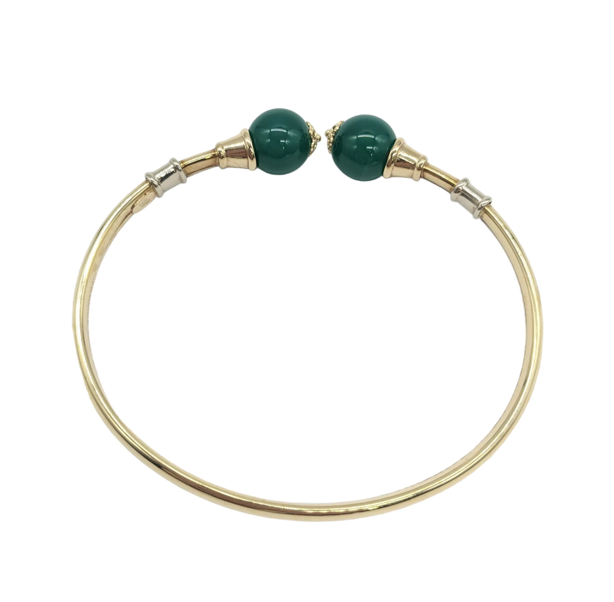 14 karat Gold and Green Jade Bangle