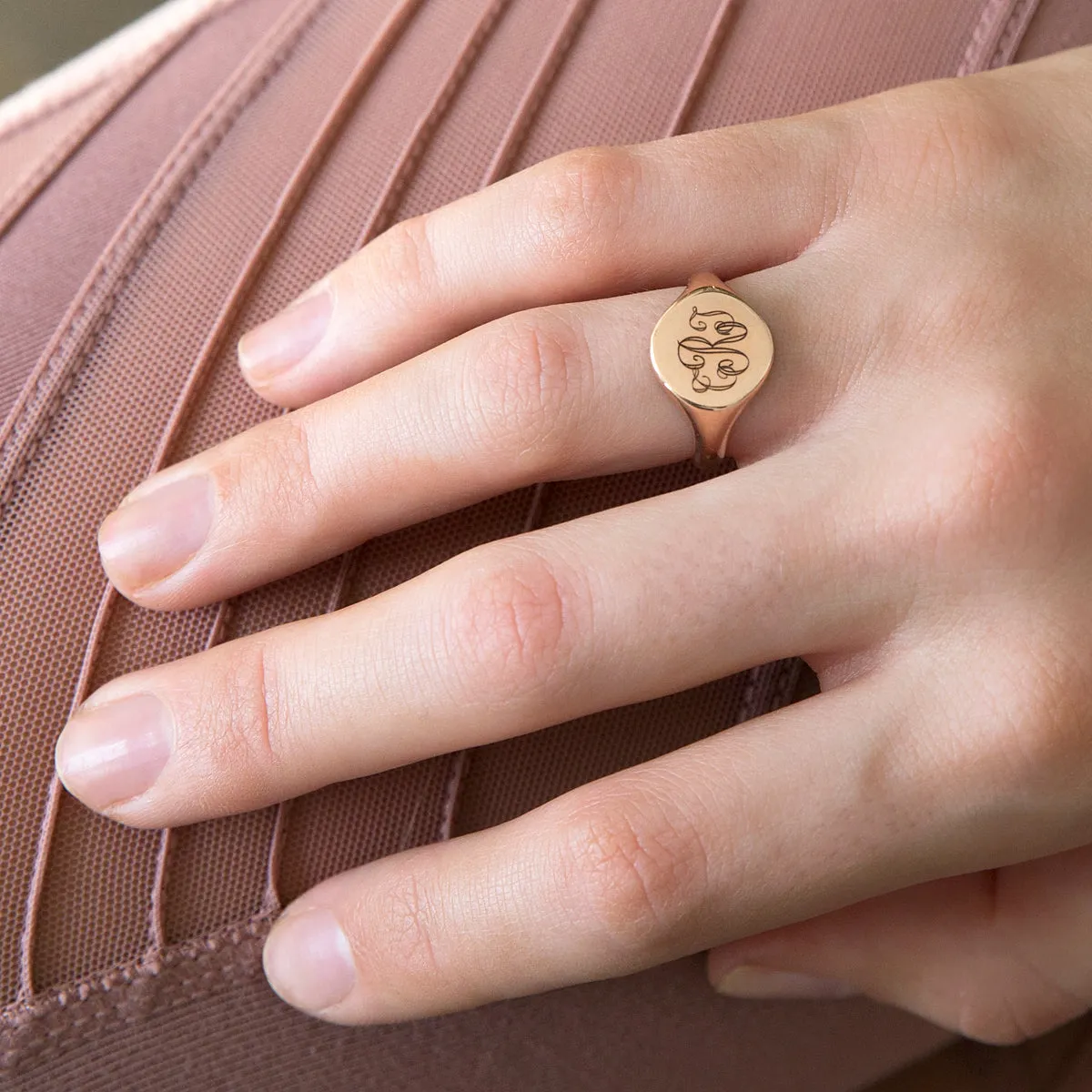 14k Engraved Monogram Signet Ring