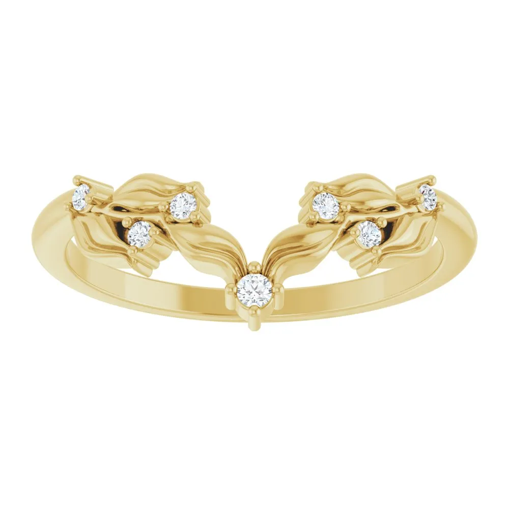 14K Gold Floral Design Lab-Grown Diamond Band