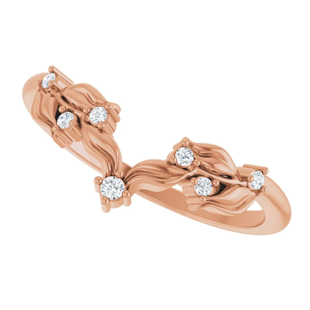 14K Gold Floral Design Lab-Grown Diamond Band