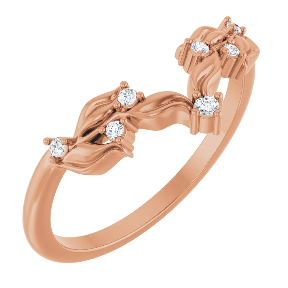 14K Gold Floral Design Lab-Grown Diamond Band