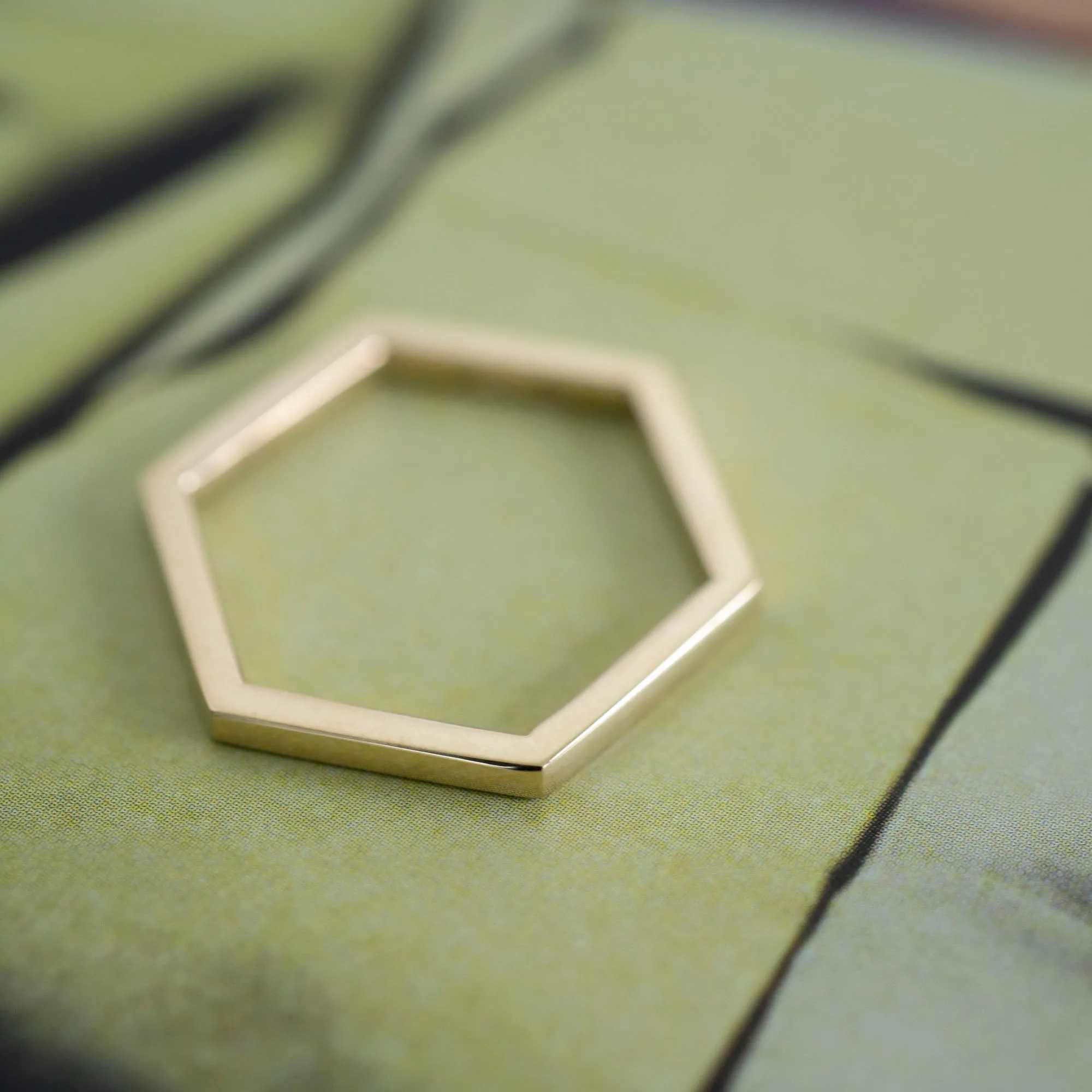 14k Gold Hexagon Ring