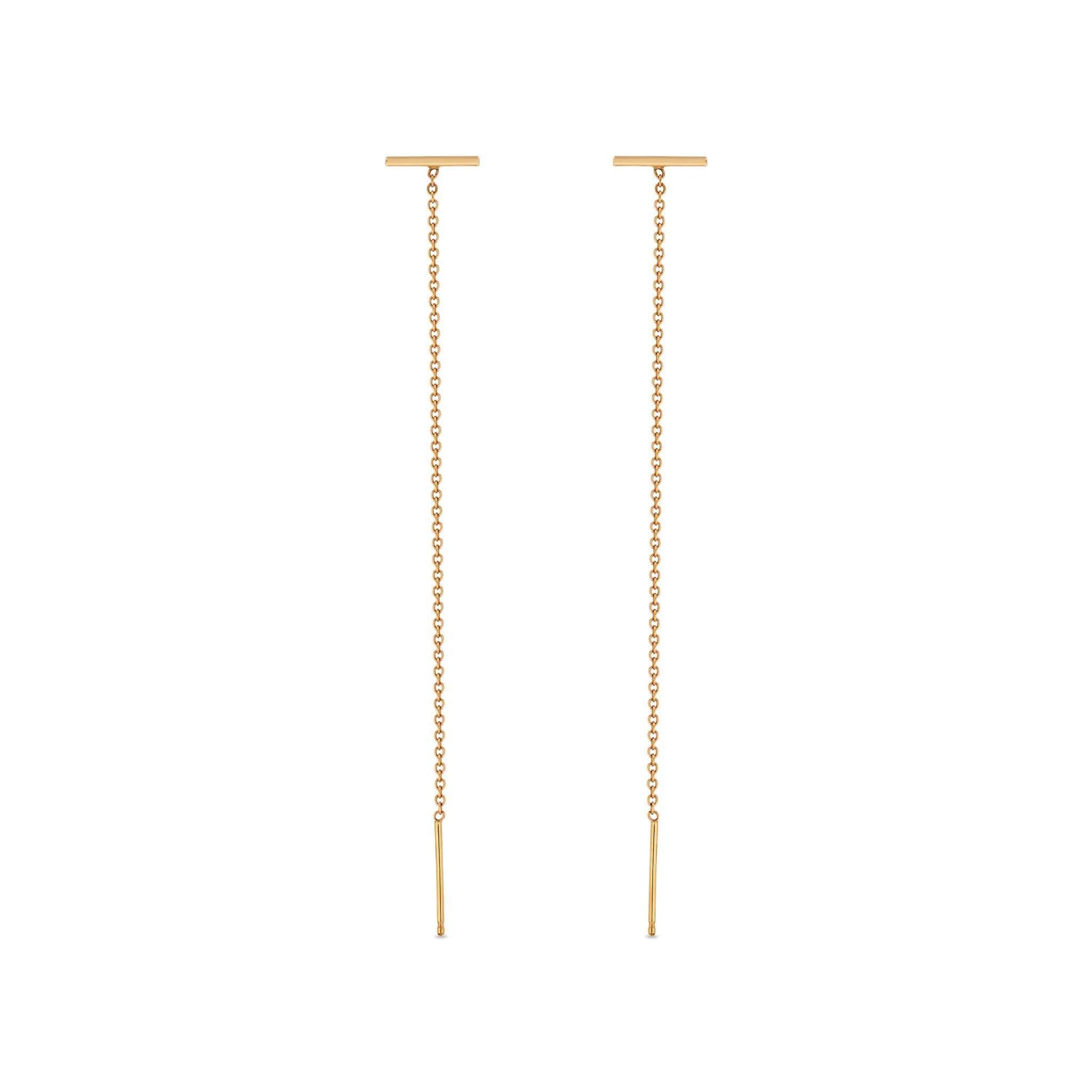 14k Gold Thin Bar Threader Earrings