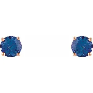 14K Rose 5 mm Natural Tanzanite Stud Earrings