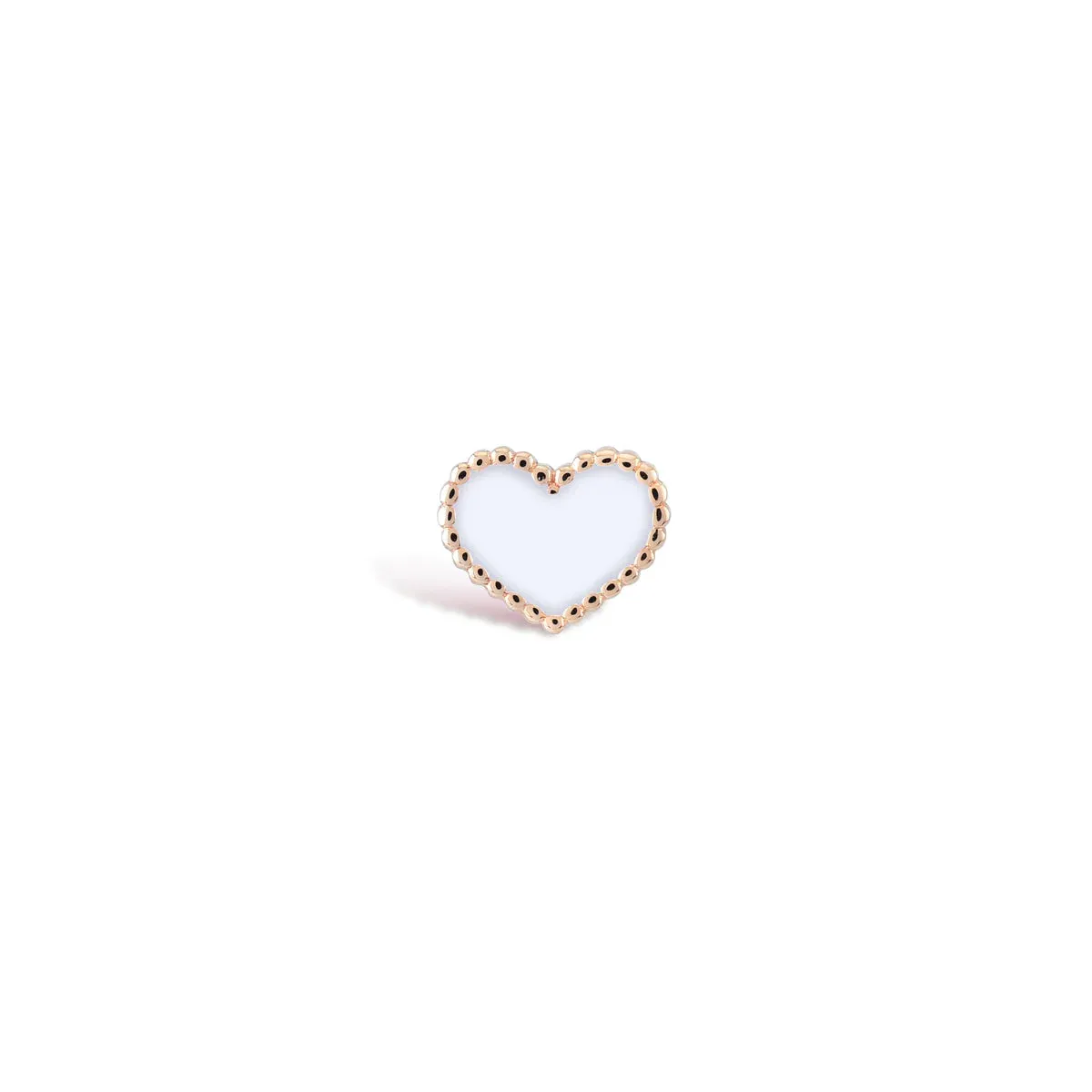 14K Solid Gold White Enamel Heart Tragus