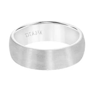 14K White Gold Dome Satin Finish Band