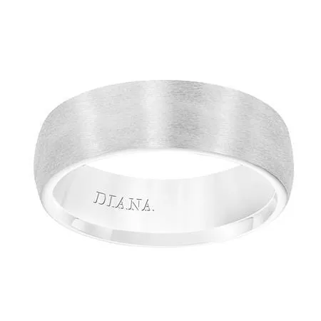 14K White Gold Dome Satin Finish Band