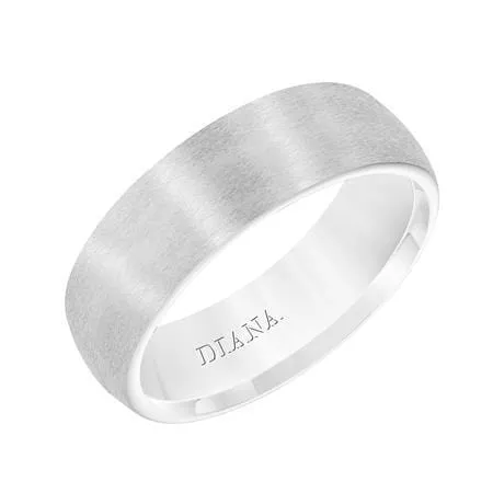 14K White Gold Dome Satin Finish Band