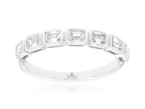 14K White Gold East to West Bezel Set Baguette Band