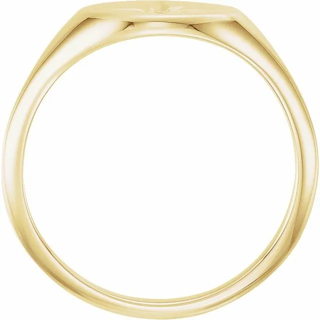 14K Yellow Gold .02 CT Diamond 10x8 mm Oval Starburst Signet Ring