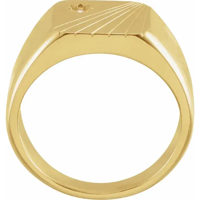 14K Yellow Gold .02 CTW Natural Diamond Celestial Signet Ring