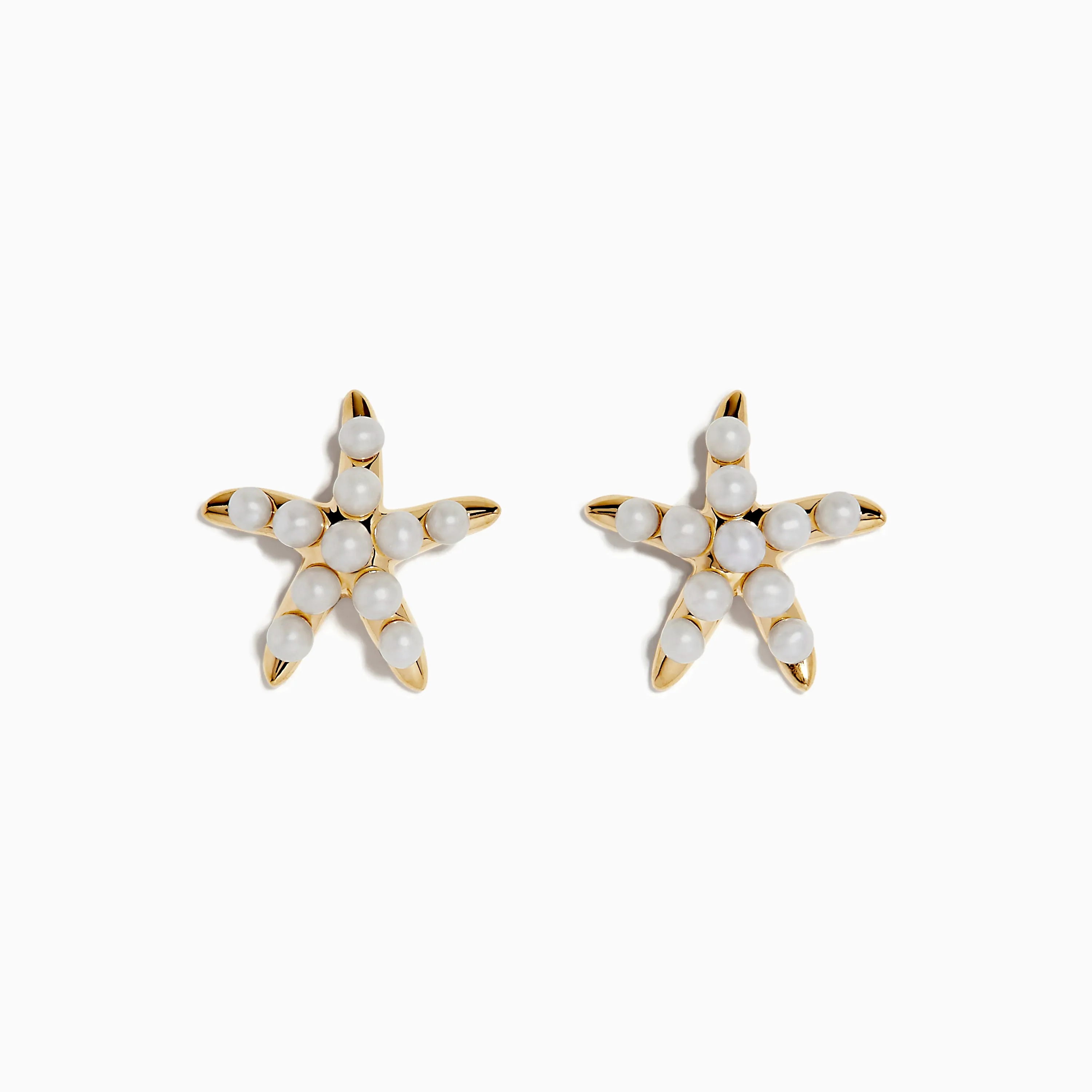 14K Yellow Gold Fresh Water Pearl Starfish Stud Earrings