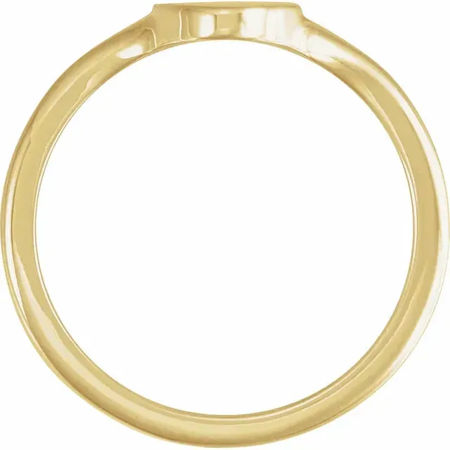 14K Yellow Gold Oval Brushed Top Signet Ring