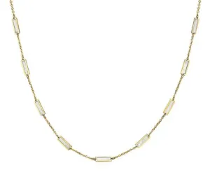 14k Yellow Gold Rectangle Mother of Pearl Station Necklace (I8079)