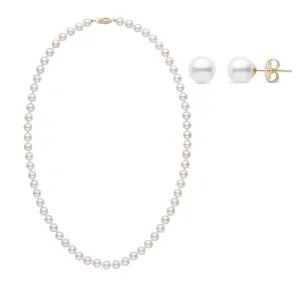 18 Inch 2 Piece Set of 6.0-6.5 mm AA  White Akoya Pearls