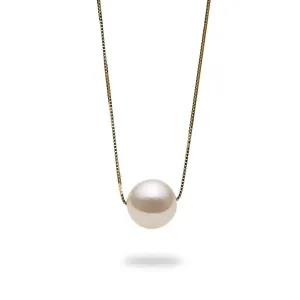 18" Akoya White Pearl Necklace in Gold - 8.5-9mm