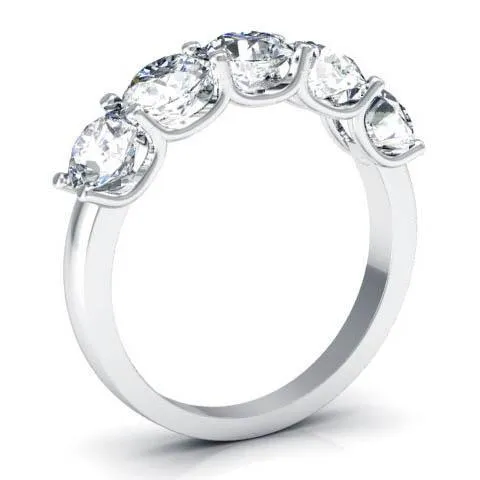 2.00cttw U Prong Round GIA Certified Diamond Five Stone Ring