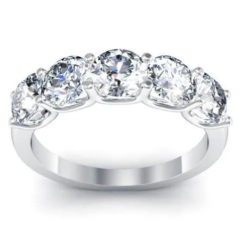 2.00cttw U Prong Round GIA Certified Diamond Five Stone Ring