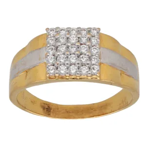 22ct Bi-Colour Gold Cubic Zirconia Patterned Signet Ring Size V