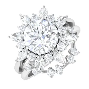 2.50 CT Moissanite Flower Wedding Ring Set in Gold