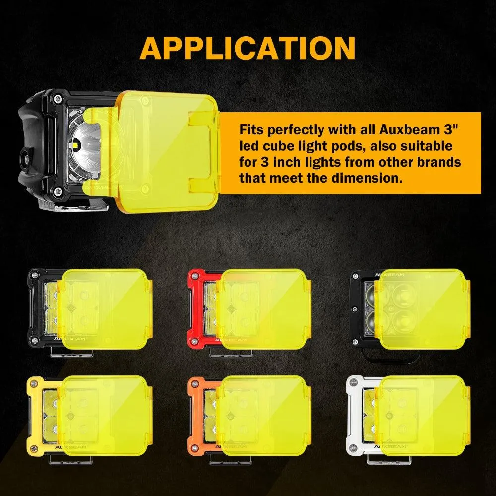 3 inch Amber LED Cube Light Covers for LED Pods Square Offroad Lights Driving Fog Lights