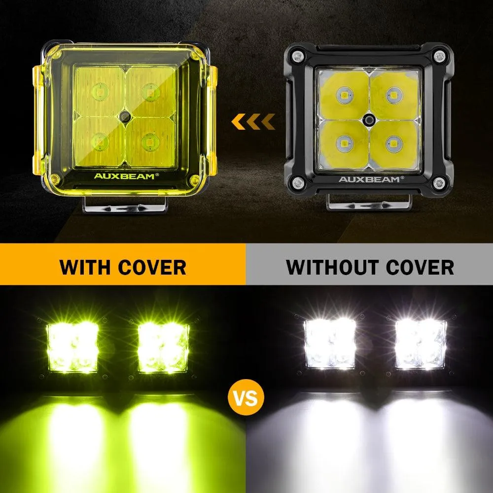 3 inch Amber LED Cube Light Covers for LED Pods Square Offroad Lights Driving Fog Lights