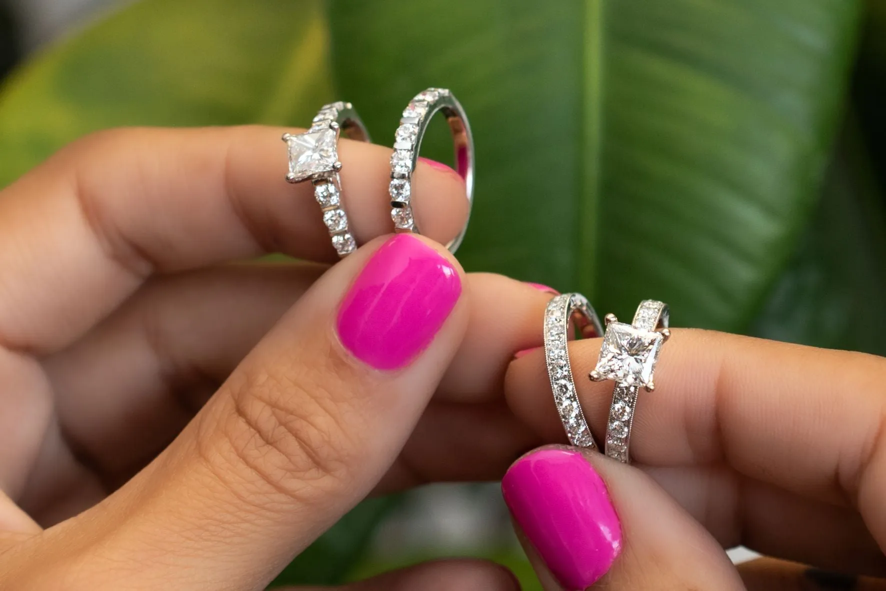 3.18 ctw Princess Diamond Wedding Set