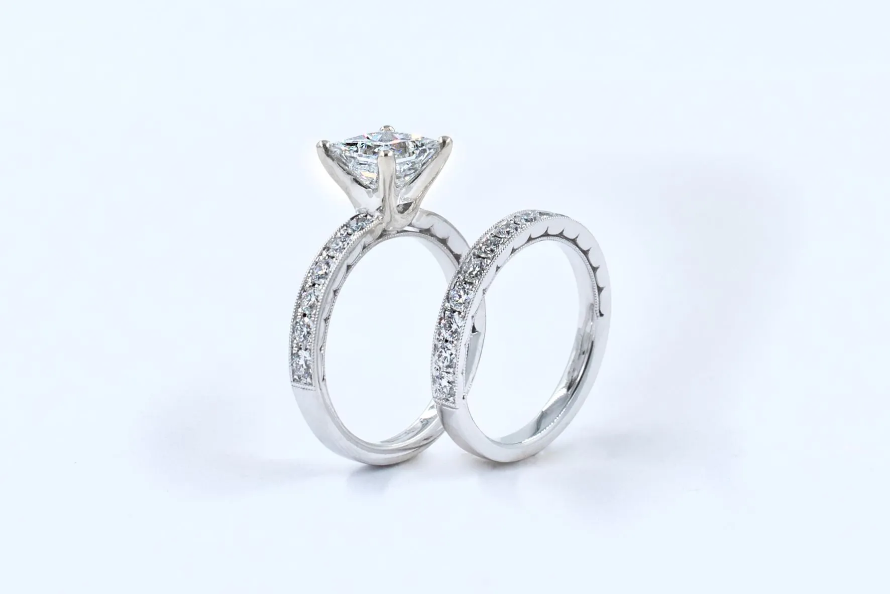 3.18 ctw Princess Diamond Wedding Set