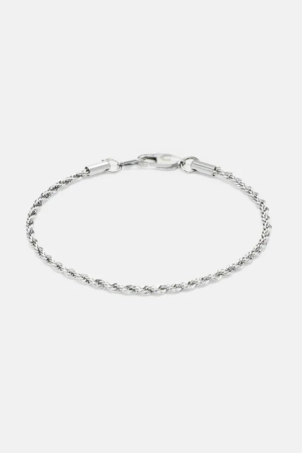 3MM Rope Bracelet - White Gold