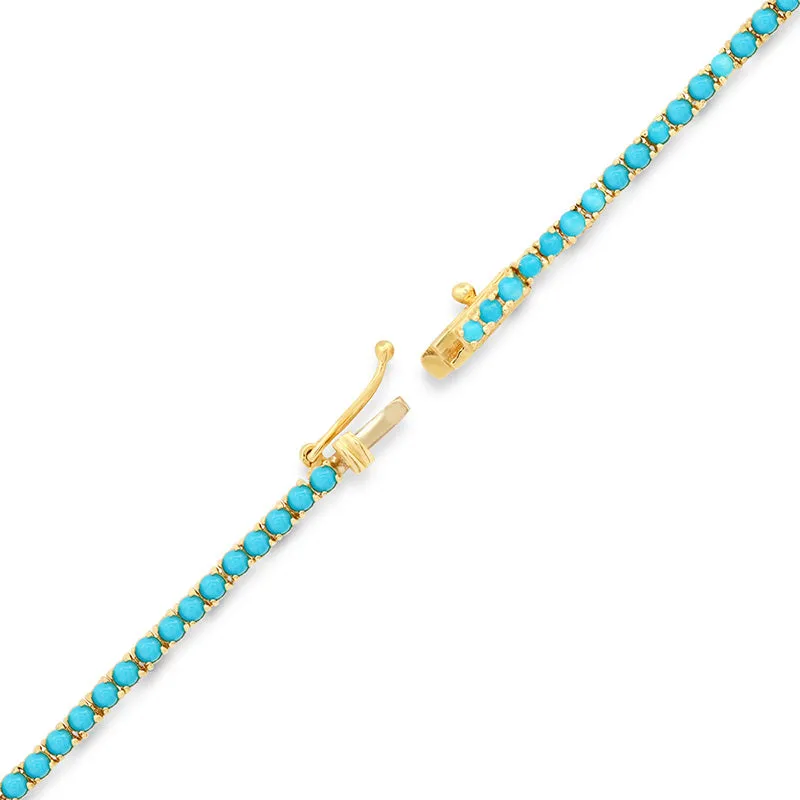 4-Prong Turquoise Cross Bar Tennis Necklace